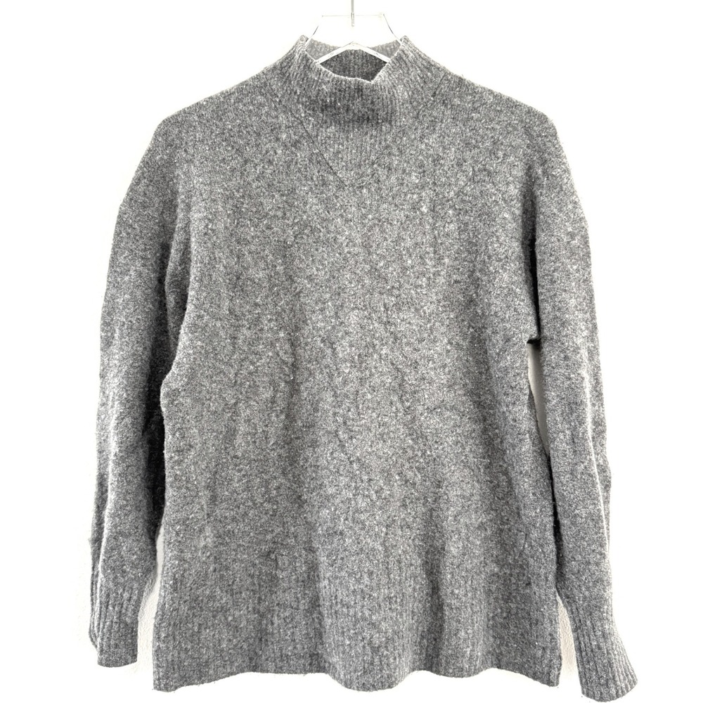 Everlane‎ | Gray Boiled Wool Blend Cozy Mock Neck Long Sleeve Sweater